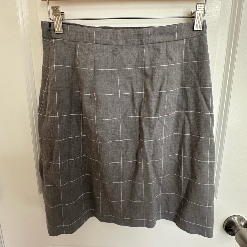 Ann Taylor Gray Checked Skirt